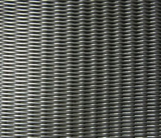 A piece of stainless steel twill dutch weave woven wire mesh.