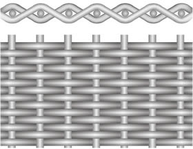 A drawing of plain dutch weave woven wire mesh on the white background.