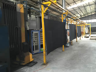 Three standard crime safe mesh in powder coated workshop.