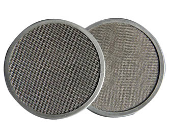 Two pieces of round filter disc on the white background.